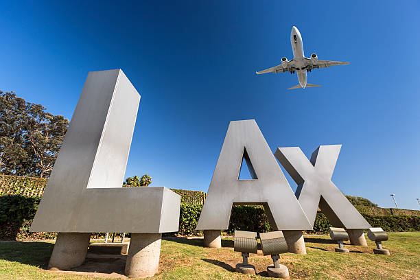 USA, California, Los Angeles, Road to International Los Angeles Airport, LAX sign